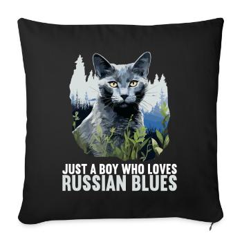 Chat bleu russe Russisch Blau Katze - Housse de coussin décorative 45 x 45 cm - noir - Devant