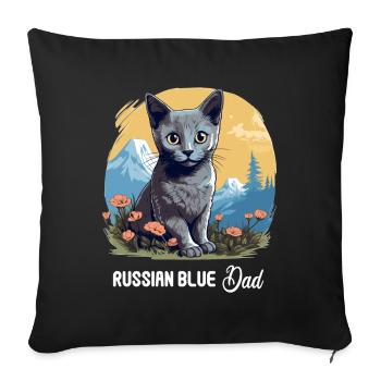 Chat bleu russe Russisch Blau Katze - Housse de coussin décorative 45 x 45 cm - noir - Devant