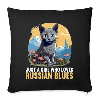 Chat bleu russe Russisch Blau Katze - Housse de coussin décorative 45 x 45 cm - noir - Devant