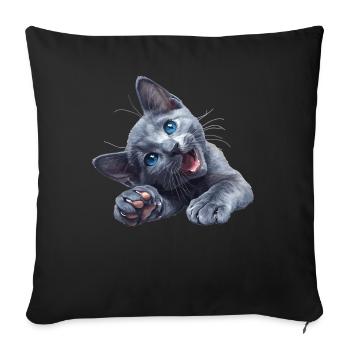 Chat bleu russe Russisch Blau Katze - Housse de coussin décorative 45 x 45 cm - noir - Devant