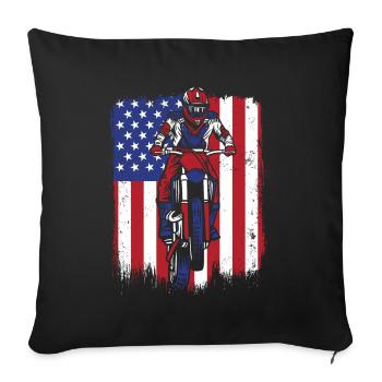 Motocross American Flag Motorcycle Racing Riders - Sofa pillowcase 17,3'' x 17,3'' (45 x 45 cm) - black - Front