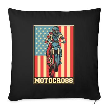 Motocross American Flag Supermoto Motorcycle - Sofa pillowcase 17,3'' x 17,3'' (45 x 45 cm) - black - Front