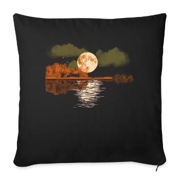 guitare, musicien, groupe de musique, guitariste, - Housse de coussin décorative 45 x 45 cm - noir - Devant
