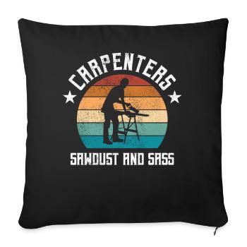 charpentier, charpentier, menuisier, charpentier, - Housse de coussin décorative 45 x 45 cm - noir - Devant