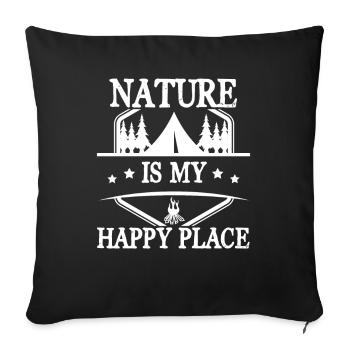 Nature Is My Happy Place - Sofakissenbezug 45 x 45 cm - Schwarz - Vorne