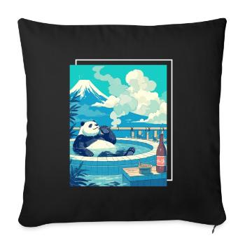 Panda Bear Onsen Japanese Giant Panda - Sofa pillowcase 17,3'' x 17,3'' (45 x 45 cm) - black - Front