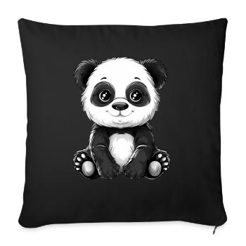 Panda Ours Panda géant japonais - Housse de coussin décorative 45 x 45 cm - noir - Devant