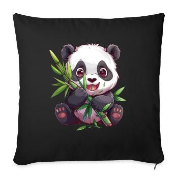 Panda Ours Panda géant japonais - Housse de coussin décorative 45 x 45 cm - noir - Devant