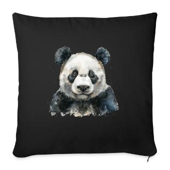 Panda Ours Panda géant japonais - Housse de coussin décorative 45 x 45 cm - noir - Devant