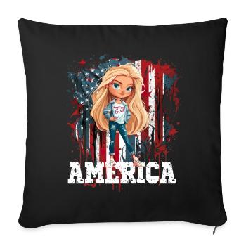 Patriotisches Amerikanisches Mädchen USA für - Sofakissenbezug 45 x 45 cm - Schwarz - Vorne