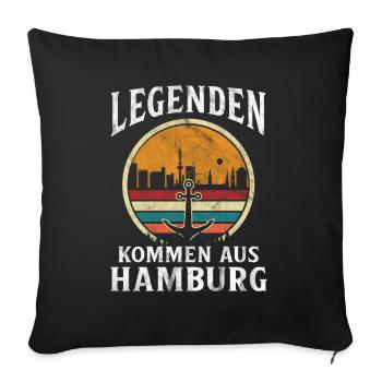 Hambourg Ville hanséatique Allemagne du Nord Bas-allemand - Housse de coussin décorative 45 x 45 cm - noir - Devant