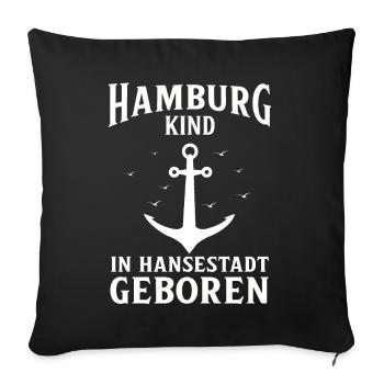 Hambourg Ville hanséatique Allemagne du Nord Bas-allemand - Housse de coussin décorative 45 x 45 cm - noir - Devant