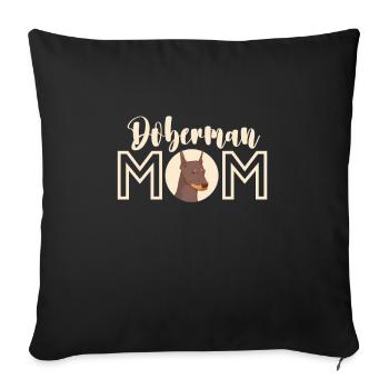 Doberman chien chiens cadeau pour animaux de compagnie - Housse de coussin décorative 45 x 45 cm - noir - Devant