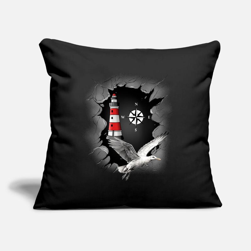 Seagull Lighthouse Compass Maritime Sofa pillowcase 17,3'' x 17,3'' (45 x 45 cm)