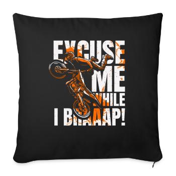 Excusez-moi pendant que je braque les pilotes de course de moto - Housse de coussin décorative 45 x 45 cm - noir - Devant