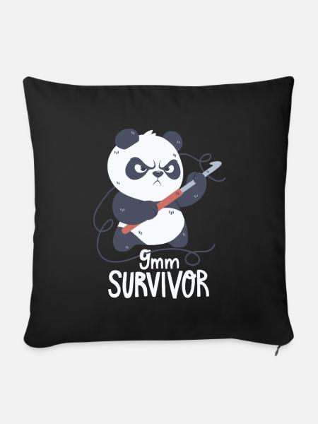 Häkelnder Panda - Sofakissenbezug 45 x 45 cm - Schwarz