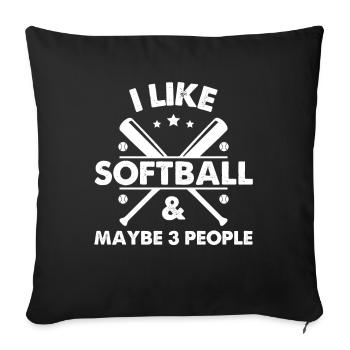 J’aime le softball et peut-être 3 personnes - Housse de coussin décorative 45 x 45 cm - noir - Devant