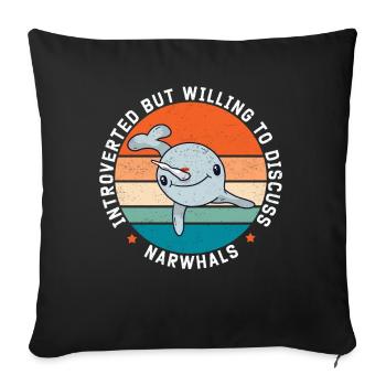 Narwal Narwale Wal Narwhal Wale Geschenk - Sofakissenbezug 45 x 45 cm - Schwarz - Vorne
