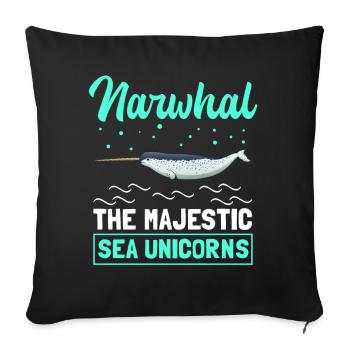Narval baleine Narval baleines narval cadeau - Housse de coussin décorative 45 x 45 cm - noir - Devant