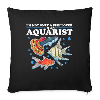 Cadeau d’aquariophile aquariophile d’aquarium - Housse de coussin décorative 45 x 45 cm - noir - Devant
