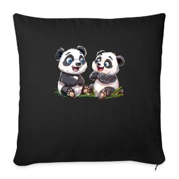 Panda Cub Panda géant japonais - Housse de coussin décorative 45 x 45 cm - noir - Devant