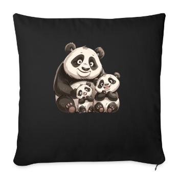 Panda Bear Family Japanese Giant Panda - Sofa pillowcase 17,3'' x 17,3'' (45 x 45 cm) - black - Front