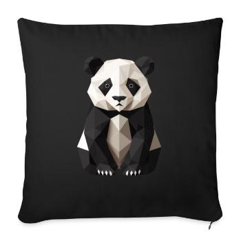 Panda Ours Origami Panda géant japonais - Housse de coussin décorative 45 x 45 cm - noir - Devant