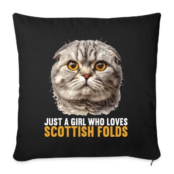 Scottish Fold Kitten Scottish Fold Cat - Sofa pillowcase 17,3'' x 17,3'' (45 x 45 cm) - black - Front