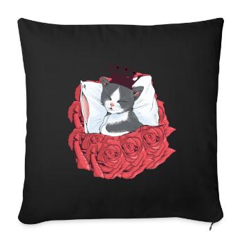 Chat Prince Roses Sleeping Cats Couronne - Housse de coussin décorative 45 x 45 cm - noir - Devant