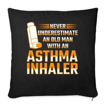 Inhalateur d’asthme Respiration sifflante asthmatique - Housse de coussin décorative 45 x 45 cm - noir - Devant