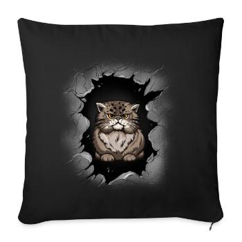 Katze Hauskatze Katzen Kinder - Sofakissenbezug 45 x 45 cm - Schwarz - Vorne
