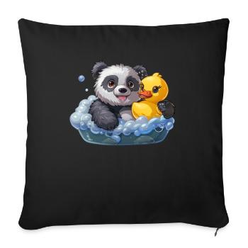 Panda Bear Bain moussant Panda géant japonais - Housse de coussin décorative 45 x 45 cm - noir - Devant