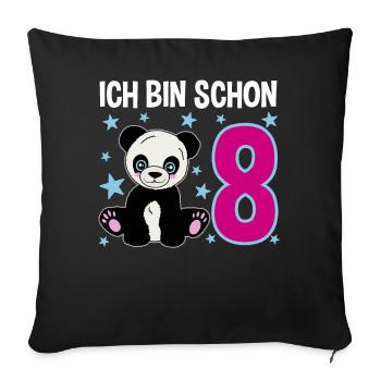 Acht Jahre – Pandastarker Tag - Sofakissenbezug 45 x 45 cm - Schwarz - Vorne