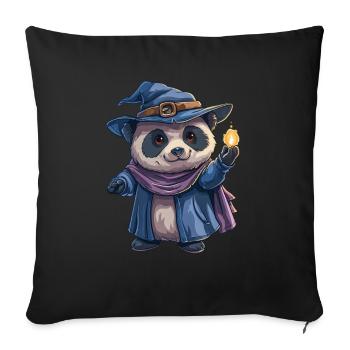 Panda Bear Wizard Japanese Giant Panda - Sofa pillowcase 17,3'' x 17,3'' (45 x 45 cm) - black - Front