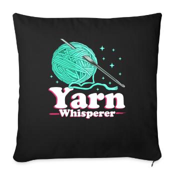 Crochet Crochet Yarn Crochet Crochet Gift - Sofa pillowcase 17,3'' x 17,3'' (45 x 45 cm) - black - Front