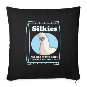 Silky Chickens, Silkie Chickens, Silkie Chickens Gift - Sofa pillowcase 17,3'' x 17,3'' (45 x 45 cm) - black - Front
