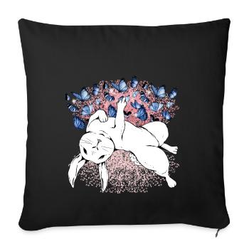 Bunny Nature Spring Butterflies Insects - Sofa pillowcase 17,3'' x 17,3'' (45 x 45 cm) - black - Front