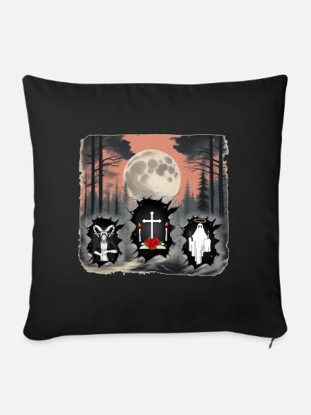 Wald Kreuz Halloween Dark Natur Geist - Sofakissenbezug 45 x 45 cm - Schwarz