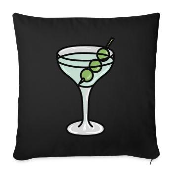 Verre à Martini aux olives - Housse de coussin décorative 45 x 45 cm - noir - Devant