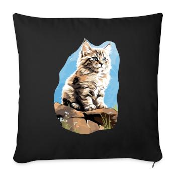Siberian Cat Sibirische Katze - Sofa pillowcase 17,3'' x 17,3'' (45 x 45 cm) - black - Front