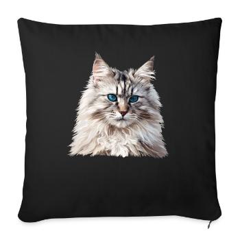 Siberian Cat Sibirische Katze - Sofa pillowcase 17,3'' x 17,3'' (45 x 45 cm) - black - Front