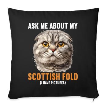 Scottish Fold Kitten Scottish Fold Cat - Sofa pillowcase 17,3'' x 17,3'' (45 x 45 cm) - black - Front