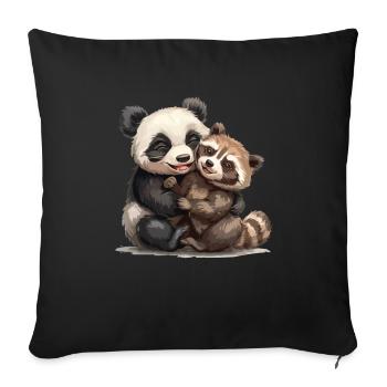 Panda Bear Tanuki Panda géant japonais - Housse de coussin décorative 45 x 45 cm - noir - Devant