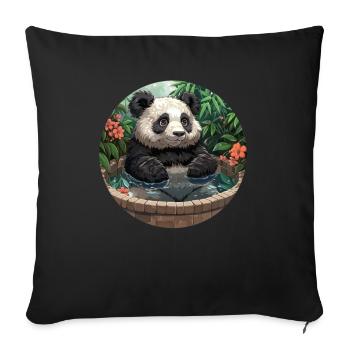 Panda Bear Japanese Onsen Giant Panda - Sofa pillowcase 17,3'' x 17,3'' (45 x 45 cm) - black - Front