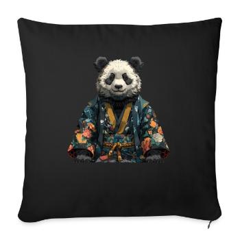 Kimono Panda Ours Panda Géant Japonais - Housse de coussin décorative 45 x 45 cm - noir - Devant