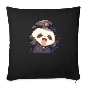 Pandabär Shinkansen-Kondukteur Japanischer Riesenp - Sofakissenbezug 45 x 45 cm - Schwarz - Vorne