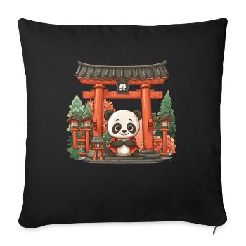 Panda Bear Torii Gate Japanese Giant Panda - Sofa pillowcase 17,3'' x 17,3'' (45 x 45 cm) - black - Front