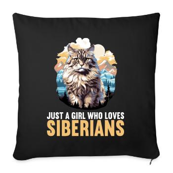 Siberian Cat Sibirische Katze - Sofa pillowcase 17,3'' x 17,3'' (45 x 45 cm) - black - Front
