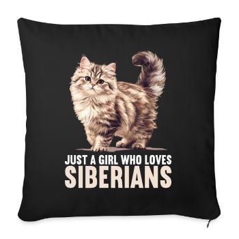 Siberian Cat Sibirische Katze - Sofa pillowcase 17,3'' x 17,3'' (45 x 45 cm) - black - Front