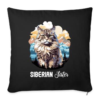 Siberian Cat Sibirische Katze - Sofa pillowcase 17,3'' x 17,3'' (45 x 45 cm) - black - Front